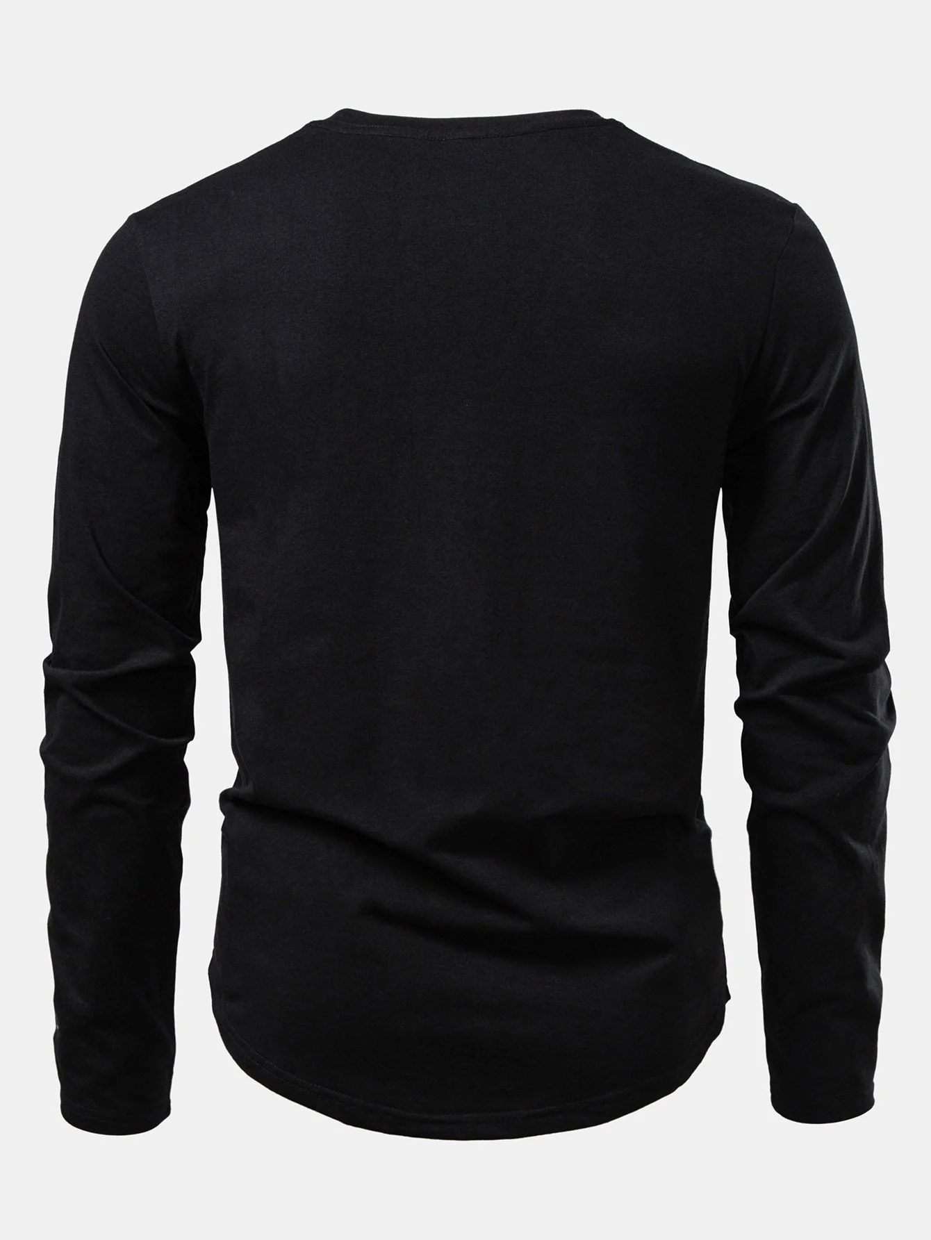Mahmoud® | Basic Long Sleeve Cotton Arc Hem T-Shirt - Image 6