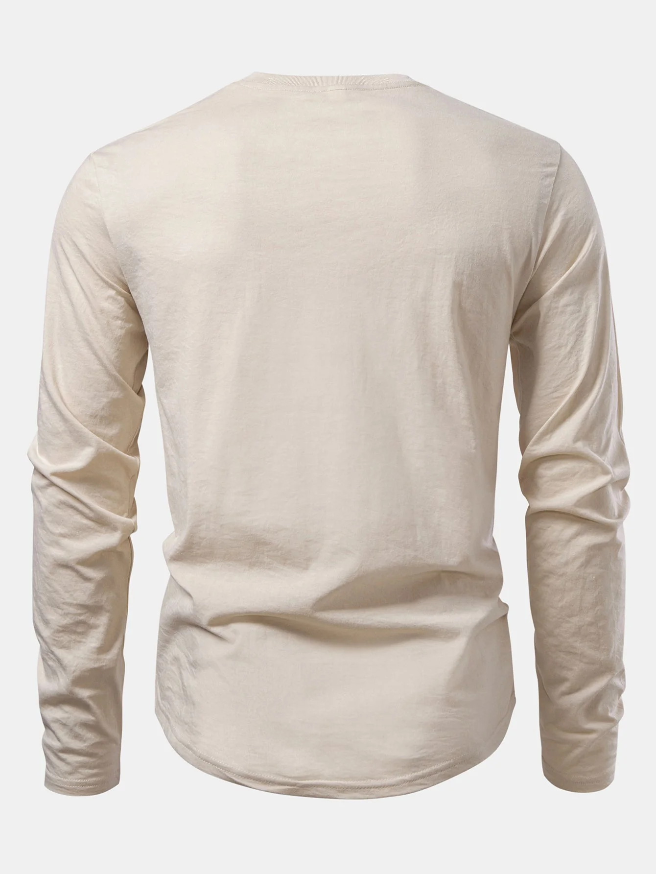 Mahmoud® | Basic Long Sleeve Cotton Arc Hem T-Shirt - Image 8
