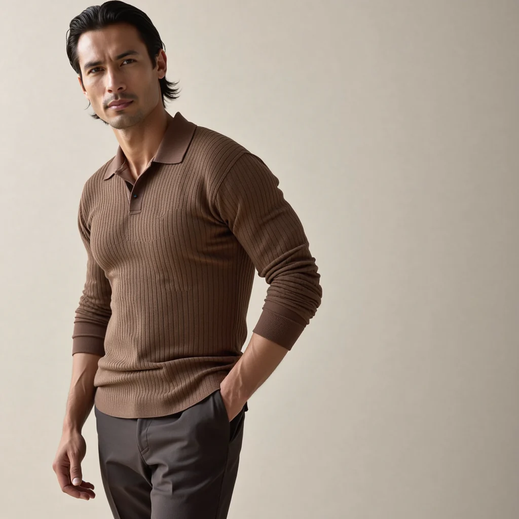 Manfredo® | Slim Fit Long Sleeve Polo - Image 3