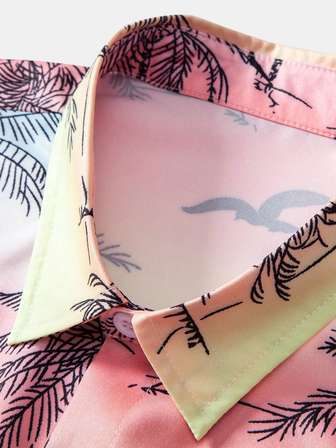 Manlio® | Palm Tree Seagull Print Button Up Shirt - Image 3