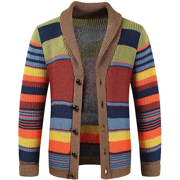 Manolo® | Men’s Multicolour Cardigan With Stripe Pattern - Image 2