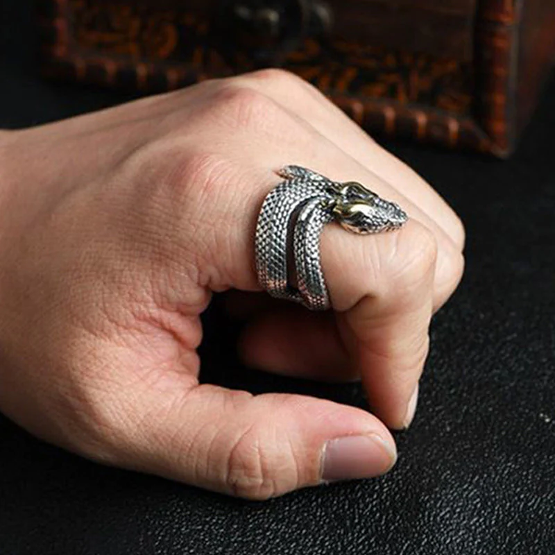 Manuel | Men'S Vintage S925 Silver Python Adjustable Ring - Image 5