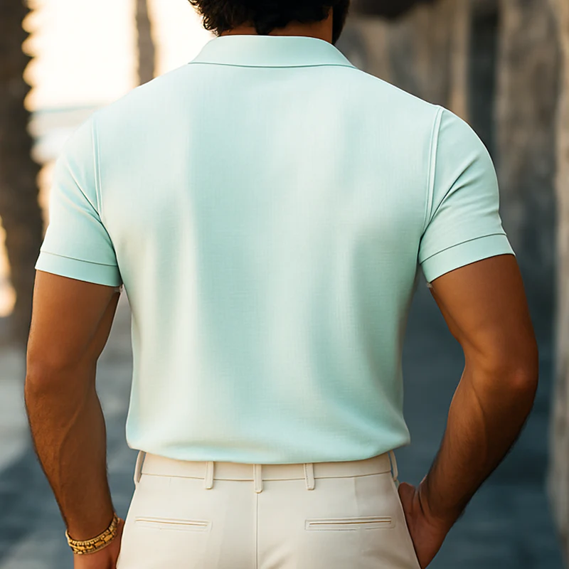 Marc | Men'S Summer Basic Polo Collar Textured Short-Sleeved T-Shirt - Image 5
