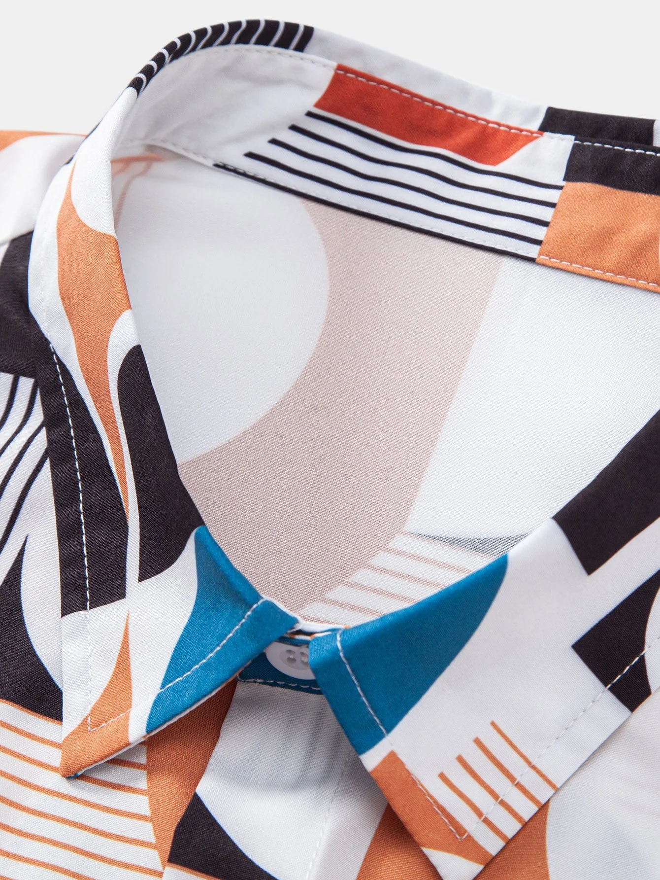 Marco® | Color Block Geometry Print Button Up Shirt - Image 3