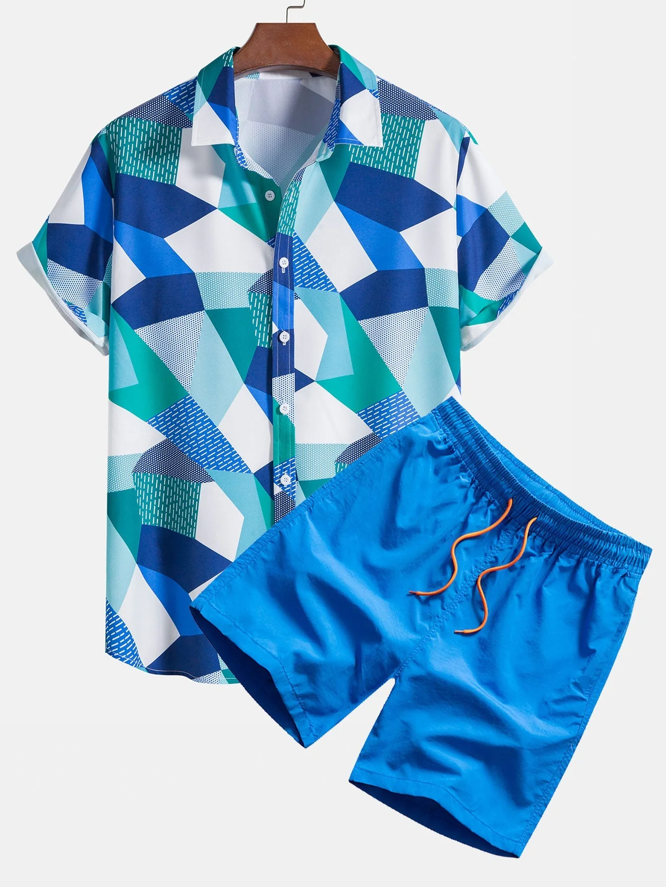 Marcos® | Color Block Geometric Print Shirt & Swim Shorts - Image 2