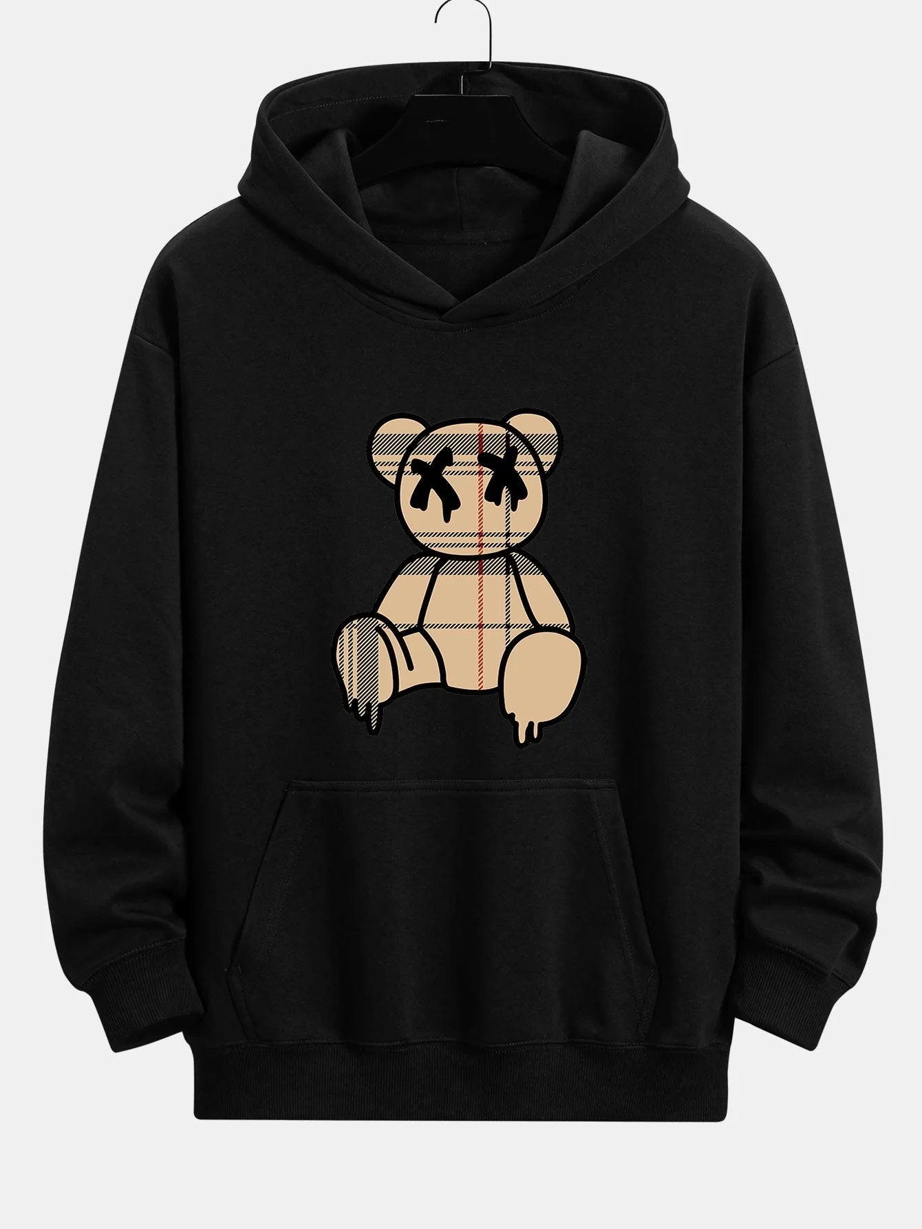 Marcus | Plaid Dissolving Bear Print Relax Fit Hoodie - Image 2