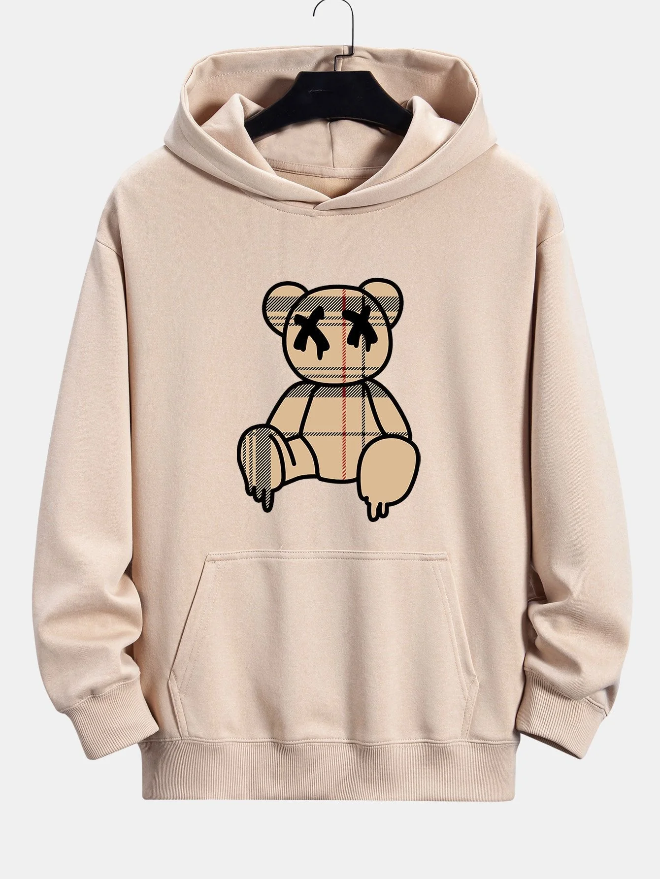 Marcus | Plaid Dissolving Bear Print Relax Fit Hoodie - Image 3
