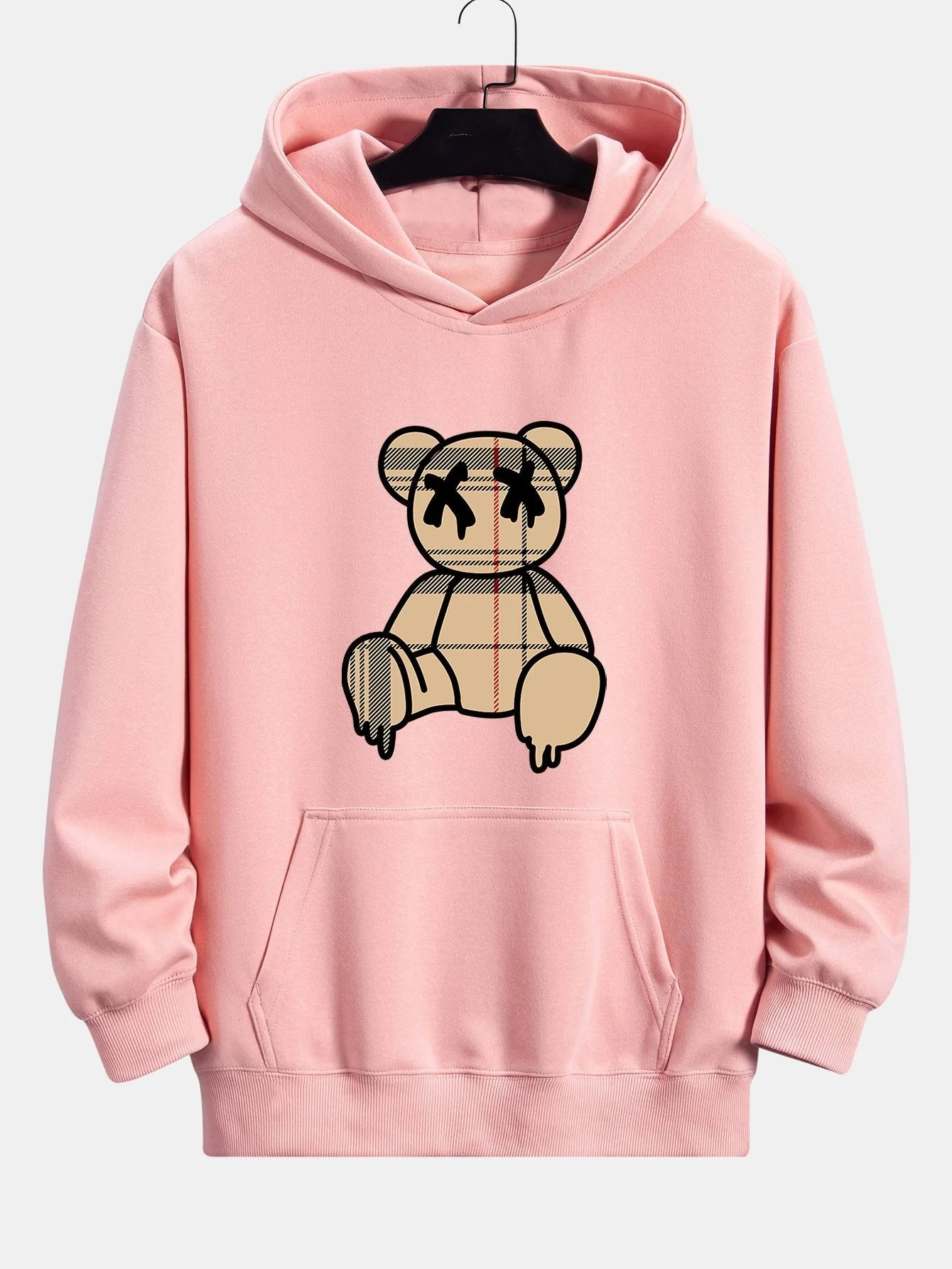 Marcus | Plaid Dissolving Bear Print Relax Fit Hoodie - Image 4