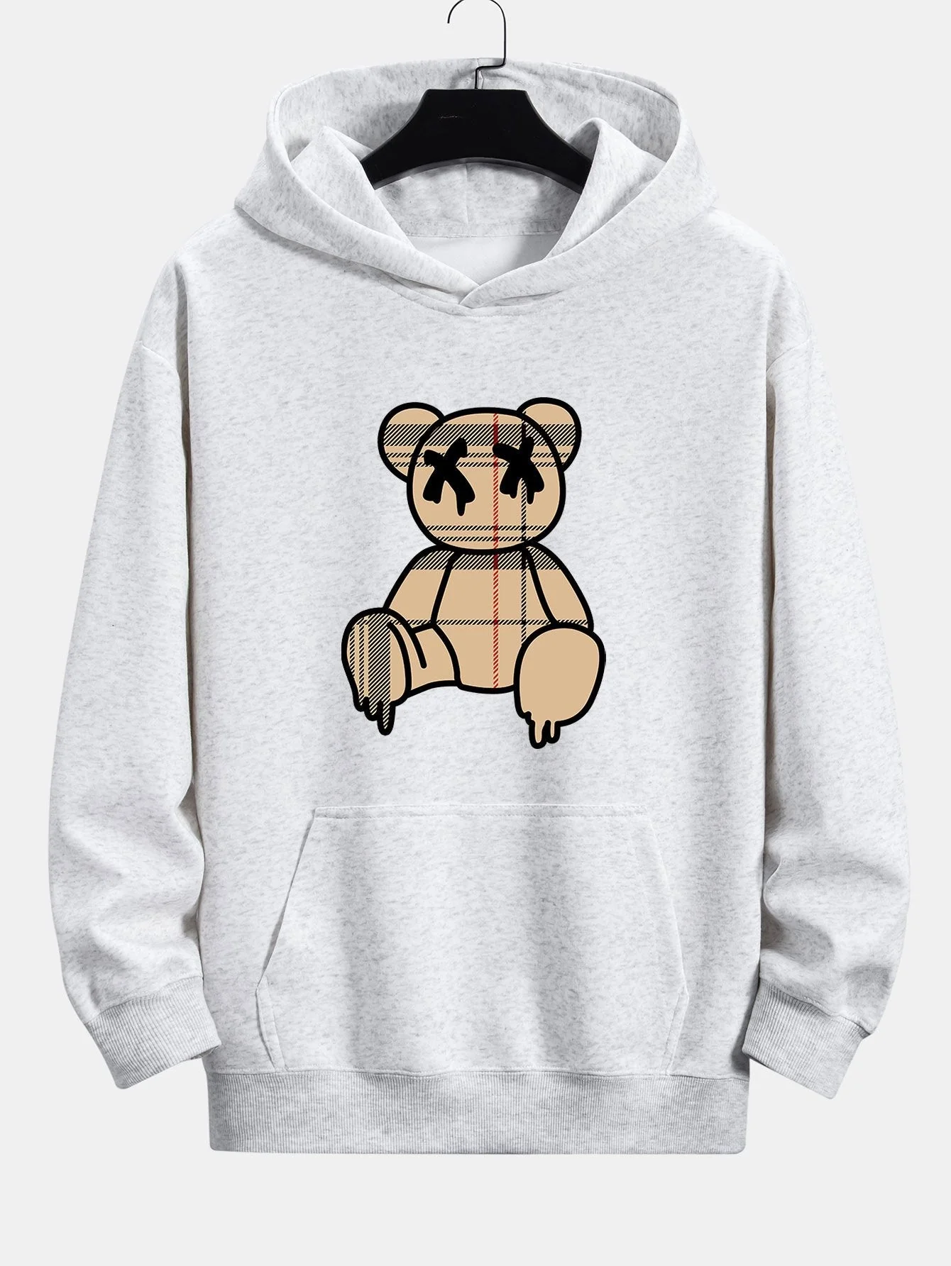 Marcus | Plaid Dissolving Bear Print Relax Fit Hoodie - Image 5