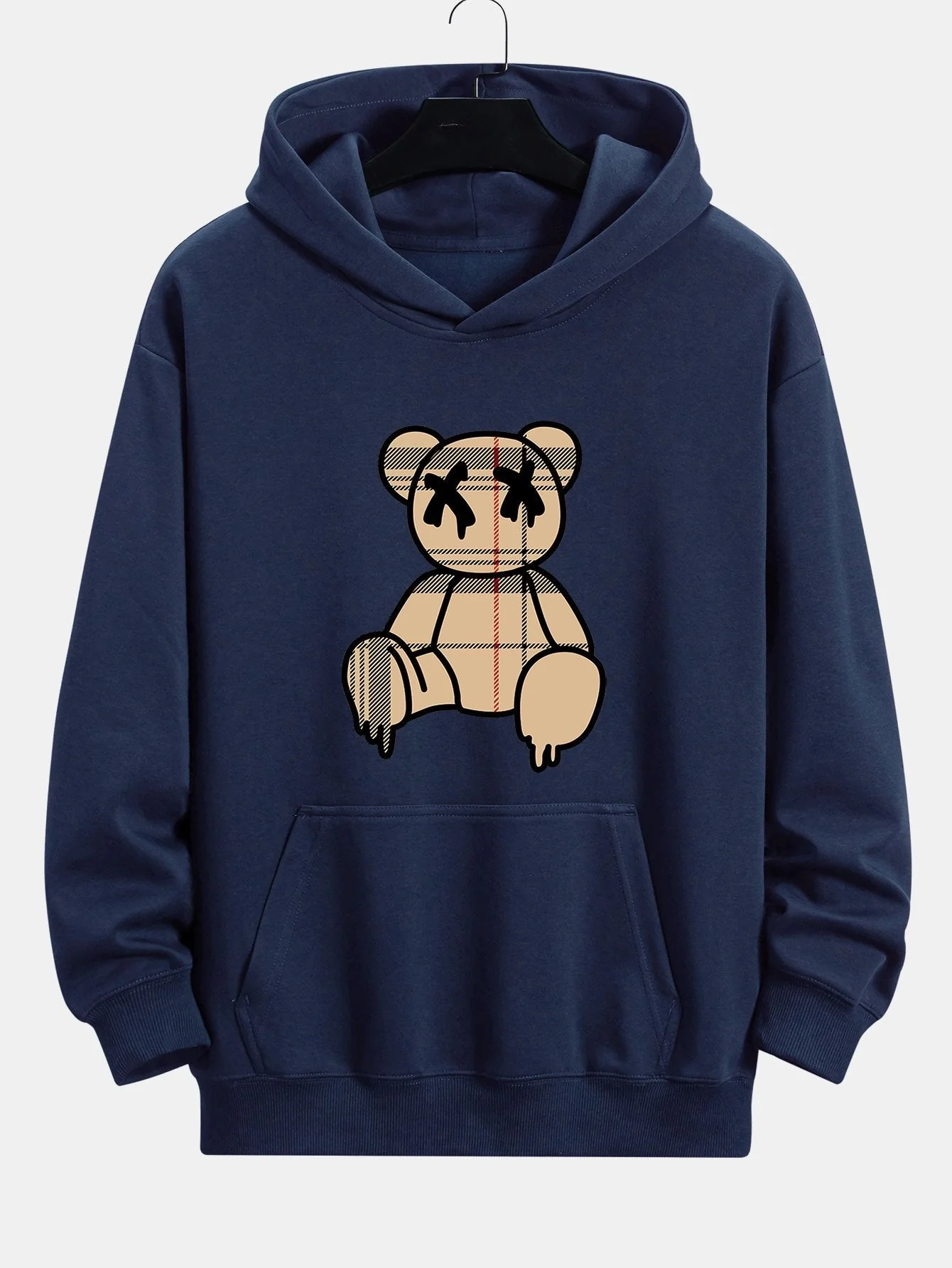 Marcus | Plaid Dissolving Bear Print Relax Fit Hoodie - Image 6