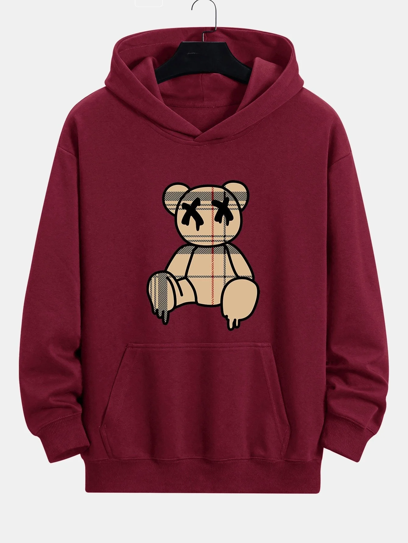 Marcus | Plaid Dissolving Bear Print Relax Fit Hoodie - Image 7