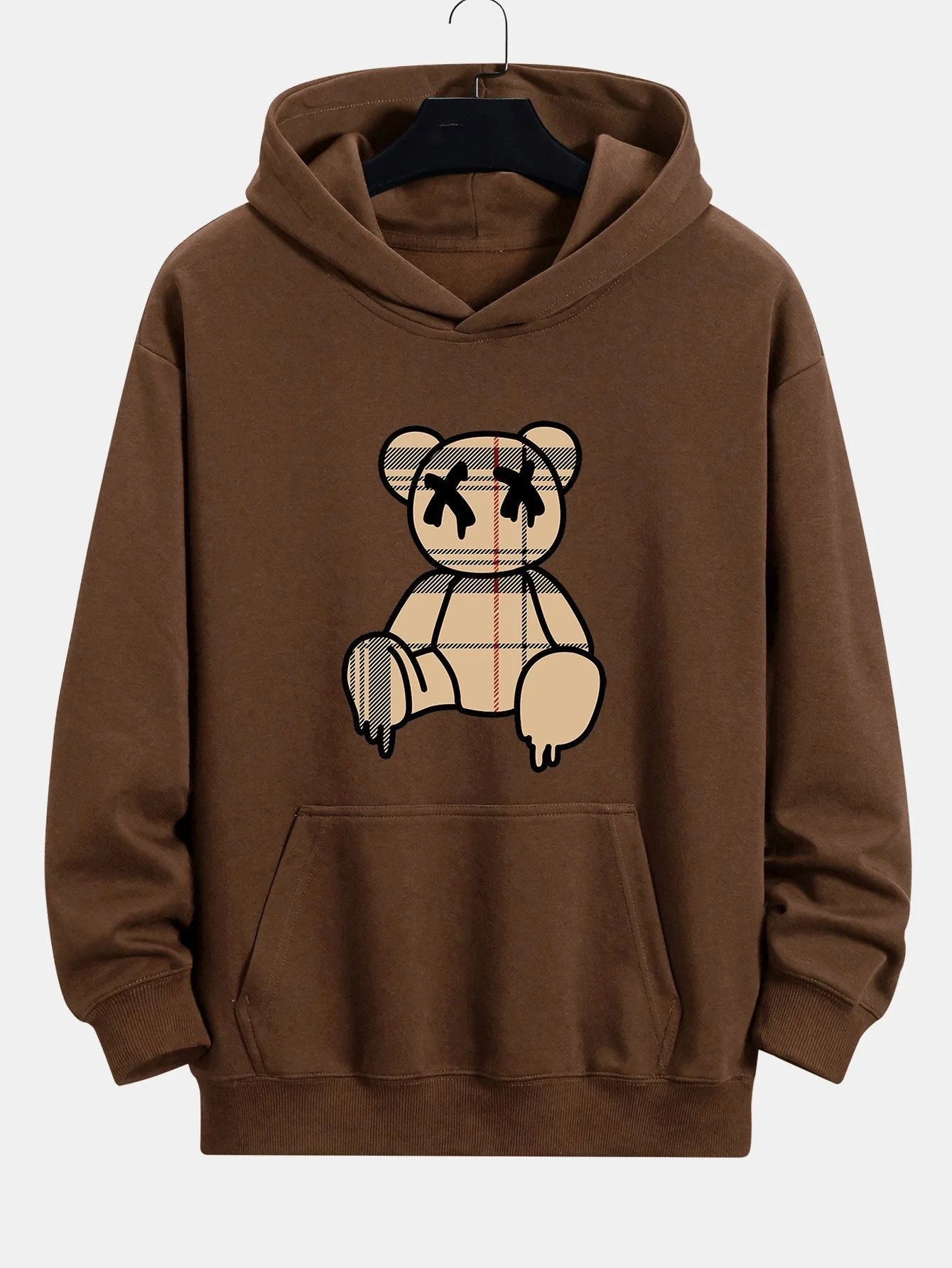Marcus | Plaid Dissolving Bear Print Relax Fit Hoodie - Image 8