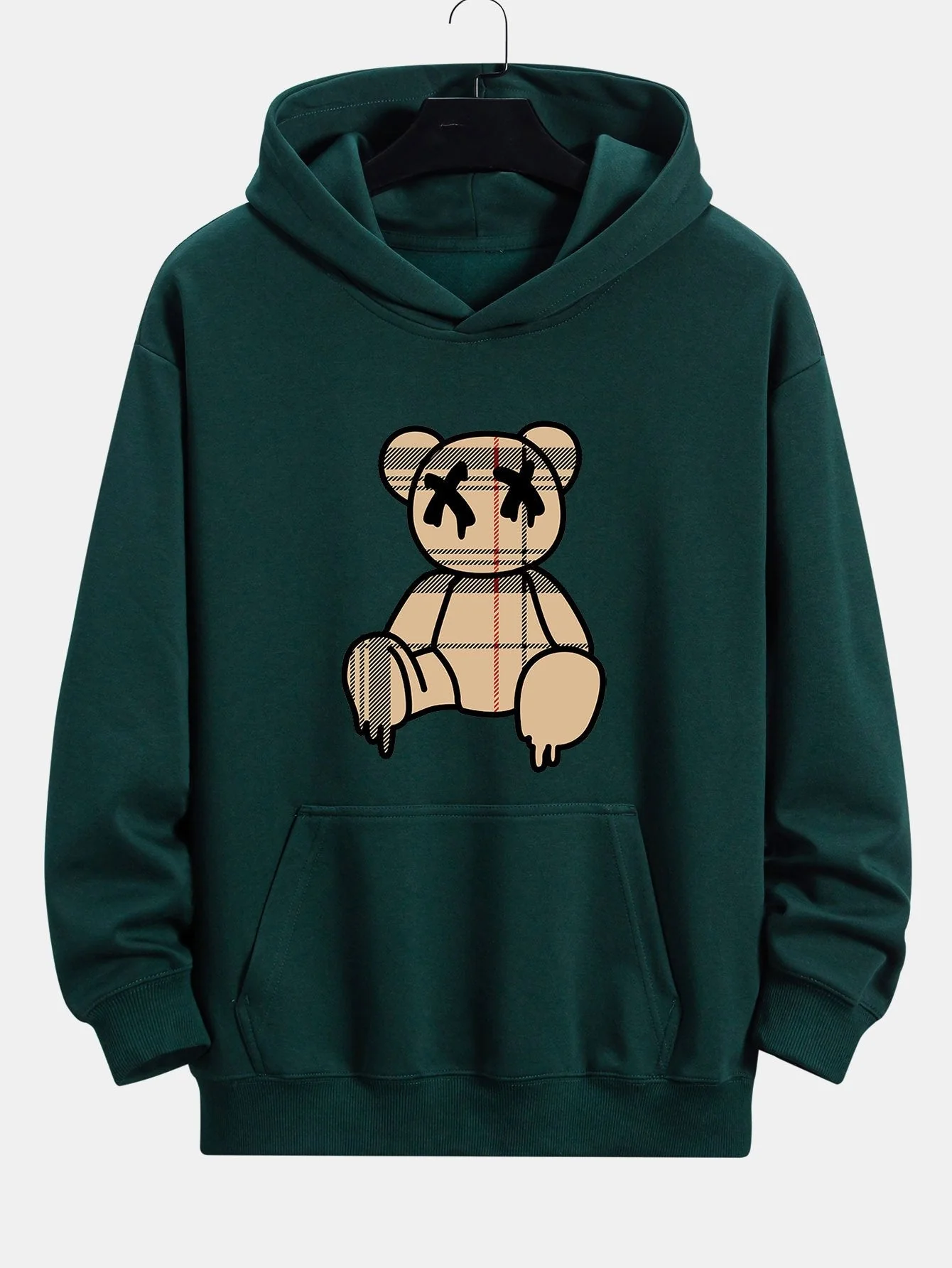 Marcus | Plaid Dissolving Bear Print Relax Fit Hoodie - Image 9