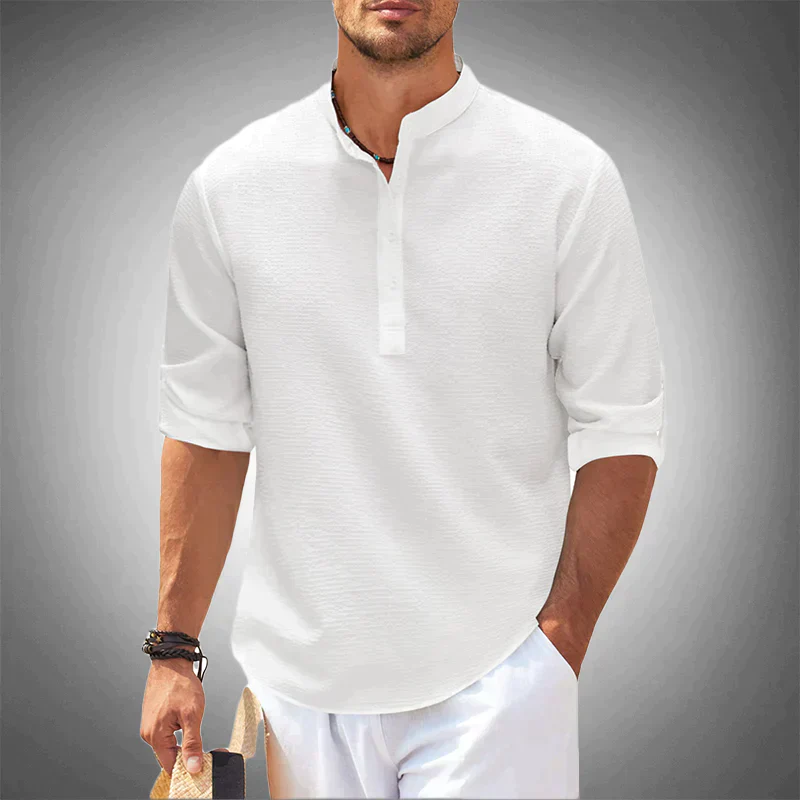 Mariano® | Long Sleeve Linen Polo - Image 3