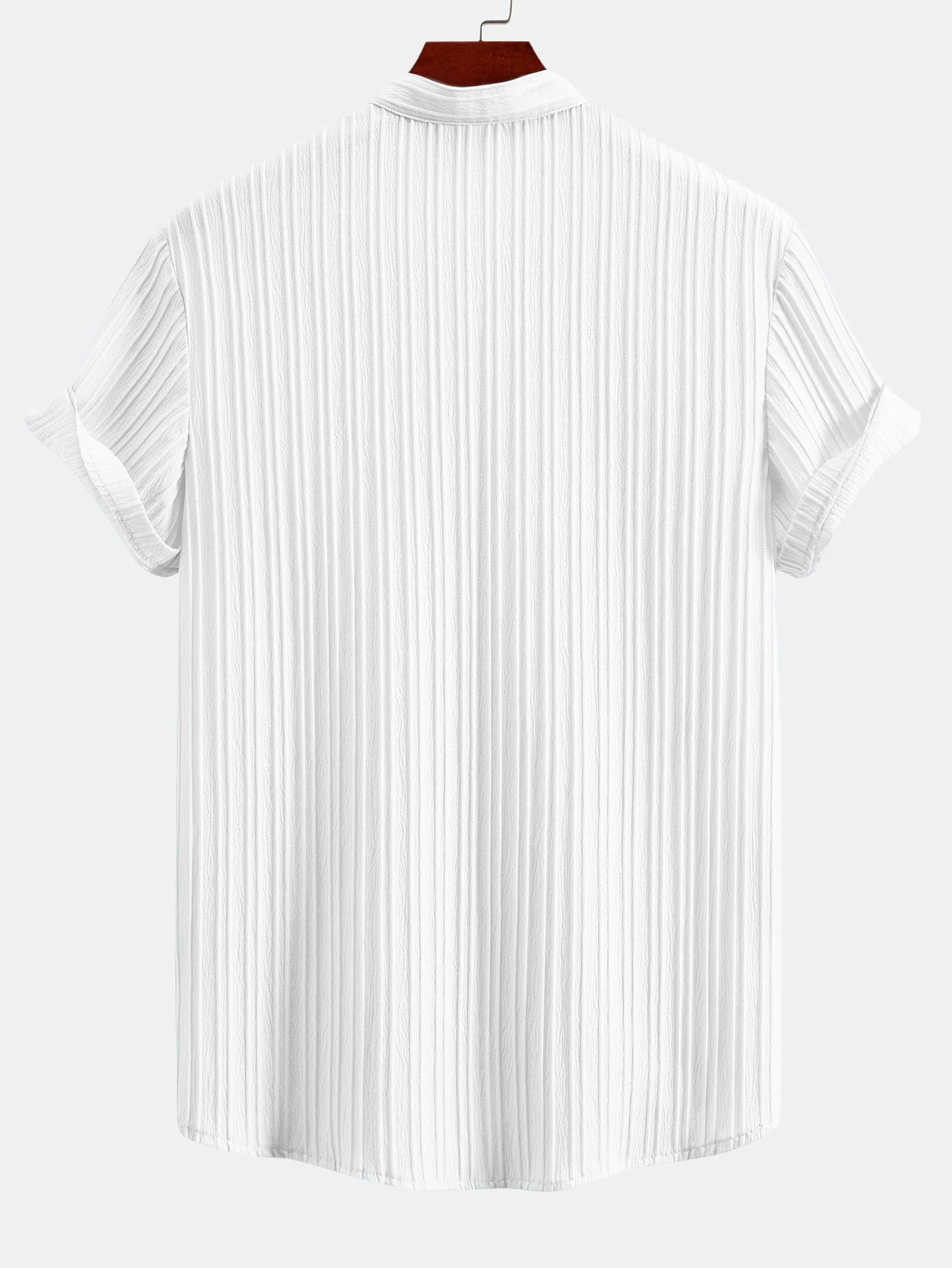 Martín® | Textured Stand Collar Shirt & Stripe Print Swim Shorts - Image 3