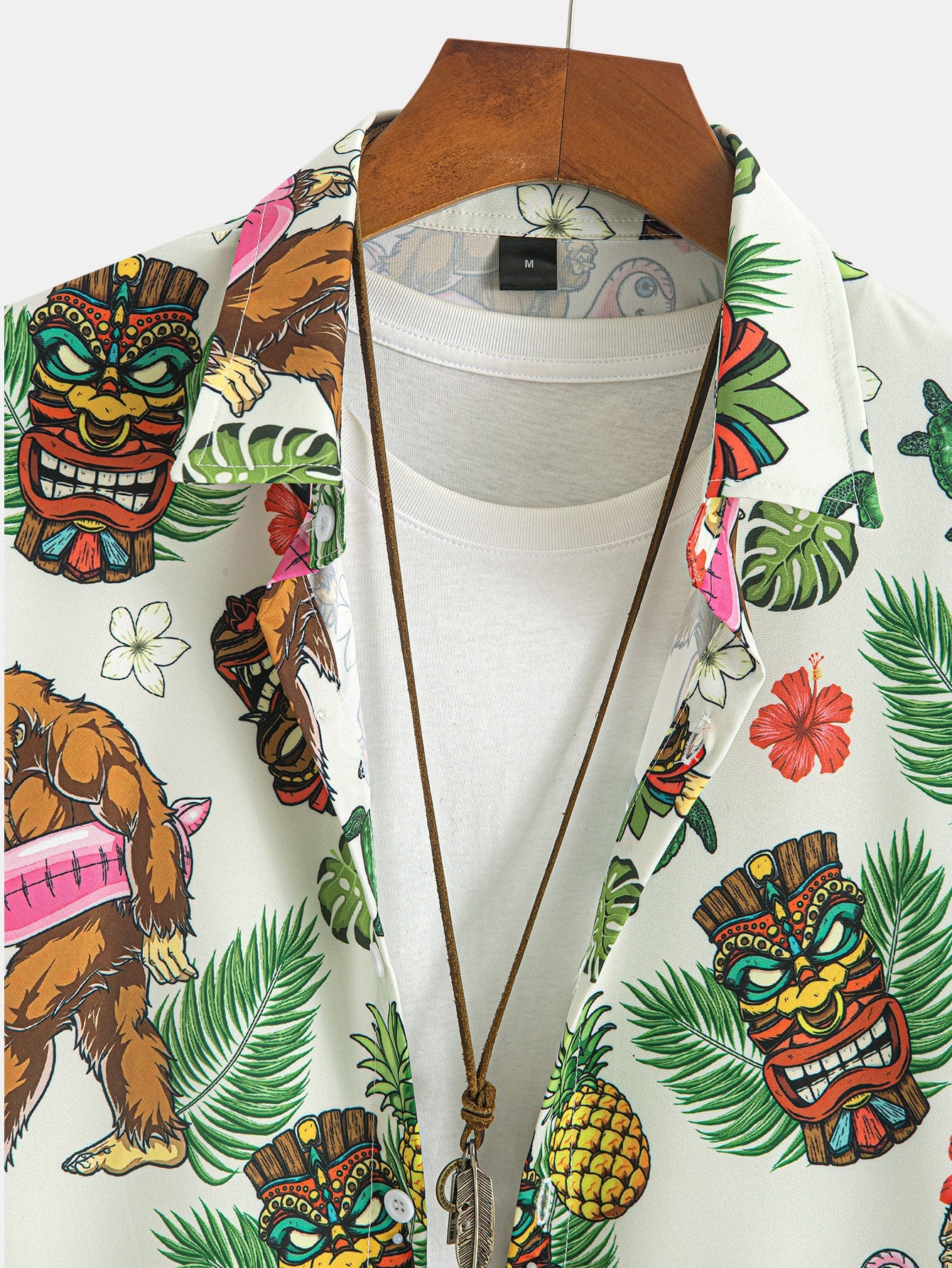 Marvin® | Tropical Tiki Bigfoot Print Button Up Shirt & Man Mid Length Drawstring Swim Shorts - Image 10