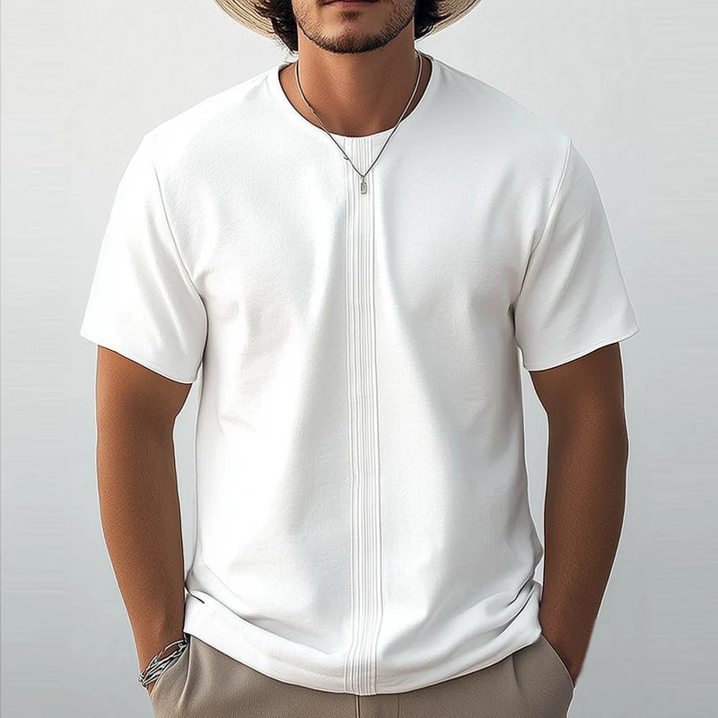 Marvin | Men'S Summer Basic Solid Color Cotton Round Neck T-Shirt - Image 2