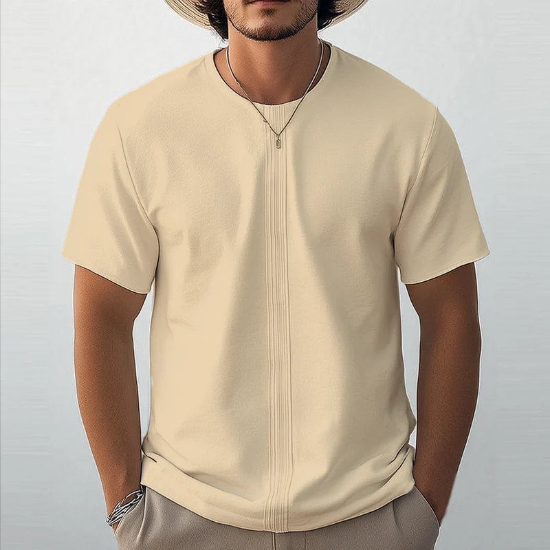 Marvin | Men'S Summer Basic Solid Color Cotton Round Neck T-Shirt - Image 4