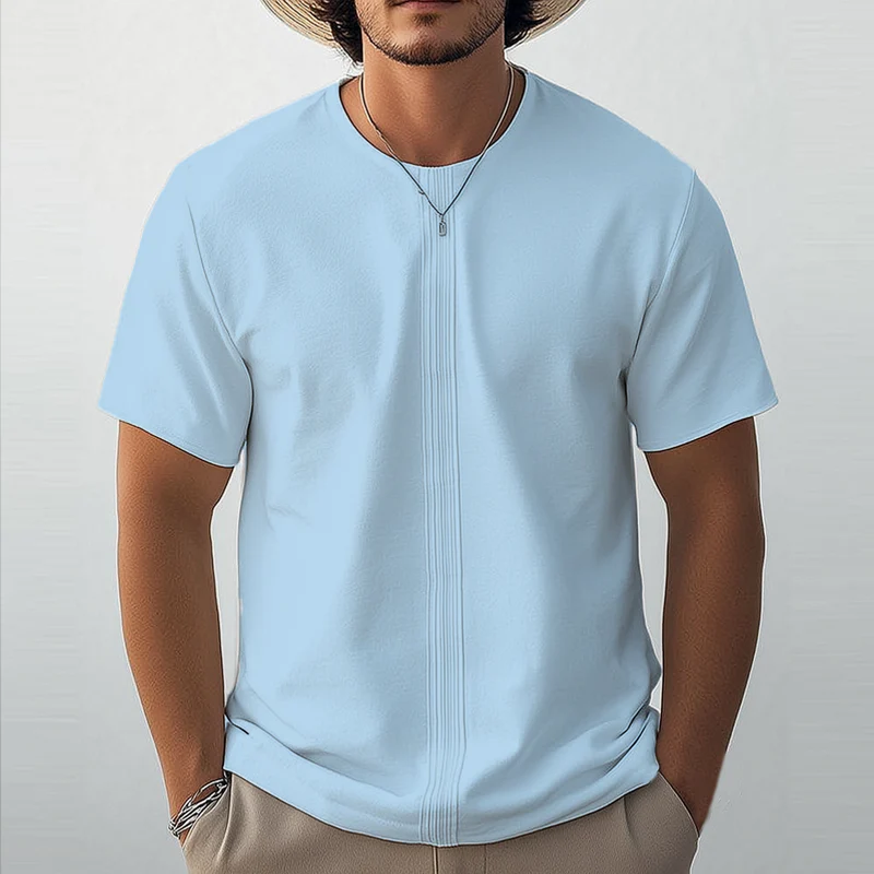 Marvin | Men'S Summer Basic Solid Color Cotton Round Neck T-Shirt - Image 5
