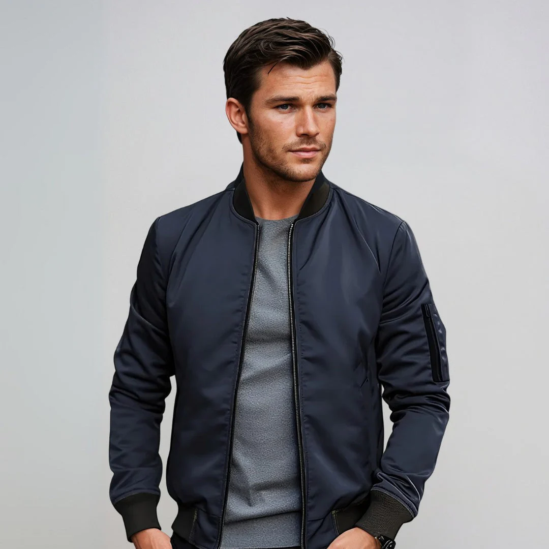 Marvin | Timeless men's bomber jacket with zip - Image 2