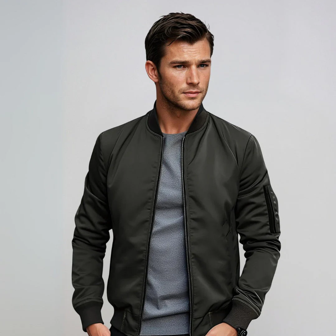 Marvin | Timeless men's bomber jacket with zip - Image 3