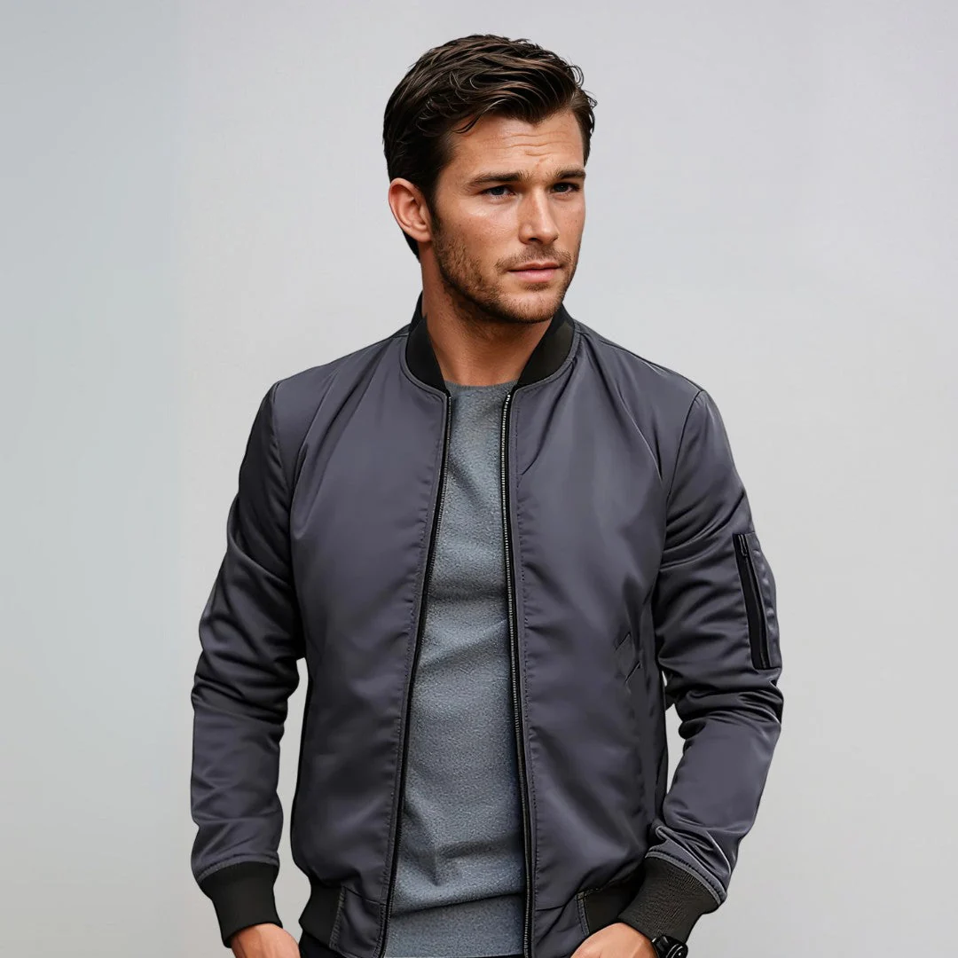 Marvin | Timeless men's bomber jacket with zip - Image 4