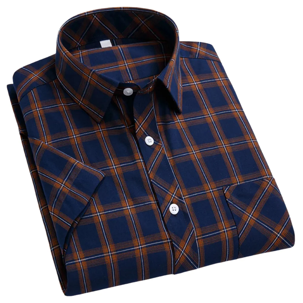 Mason | Cotton Short Sleeved Checkered Shirt - Image 13