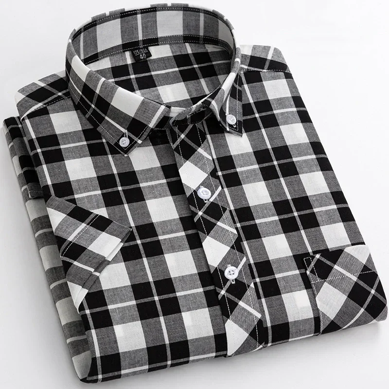 Mason | Cotton Short Sleeved Checkered Shirt - Image 3