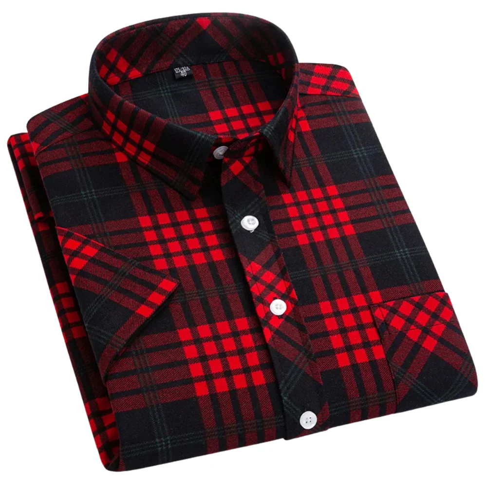 Mason | Cotton Short Sleeved Checkered Shirt - Image 4