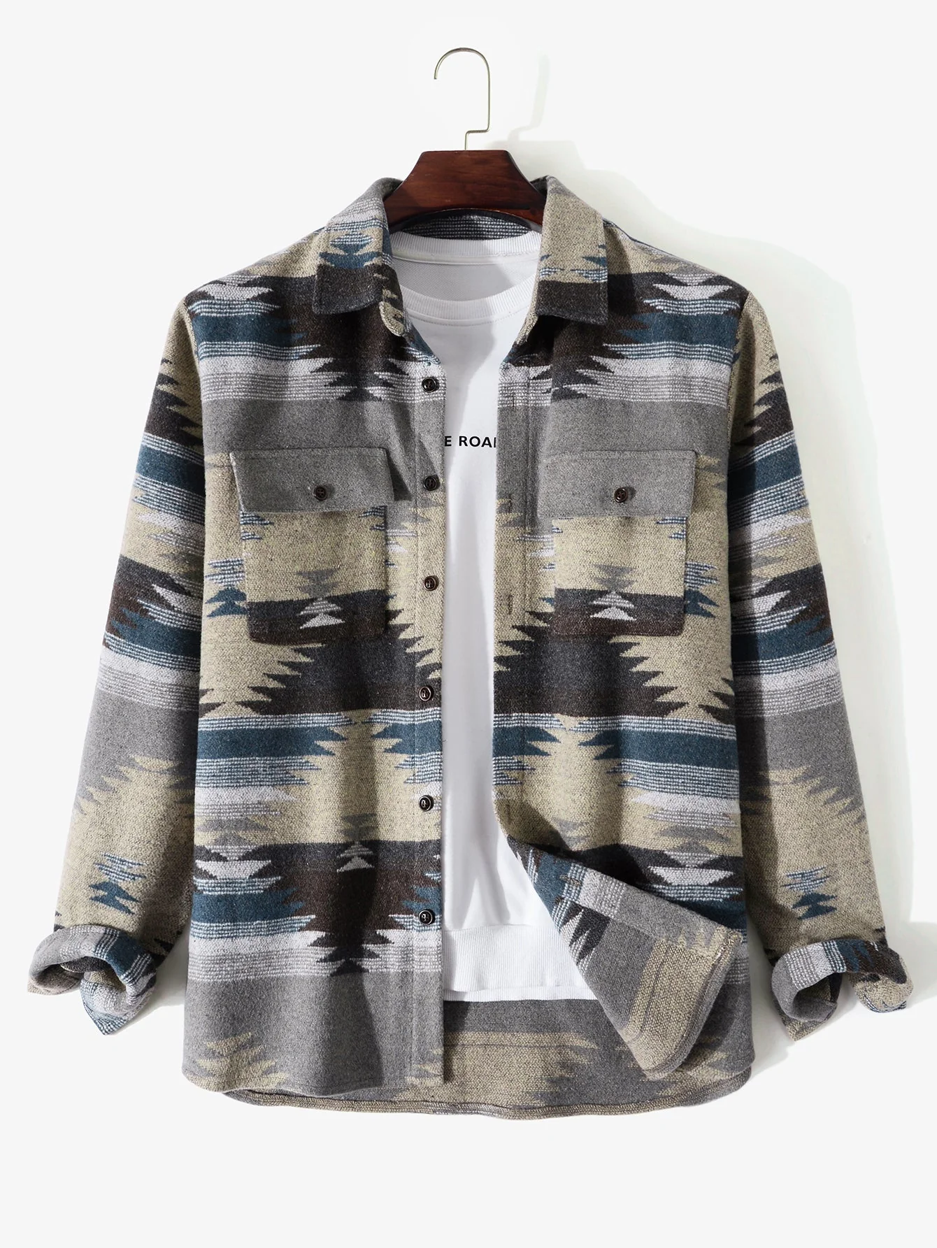 Mateo® | Aztec Geometric Print Overshirt - Image 3
