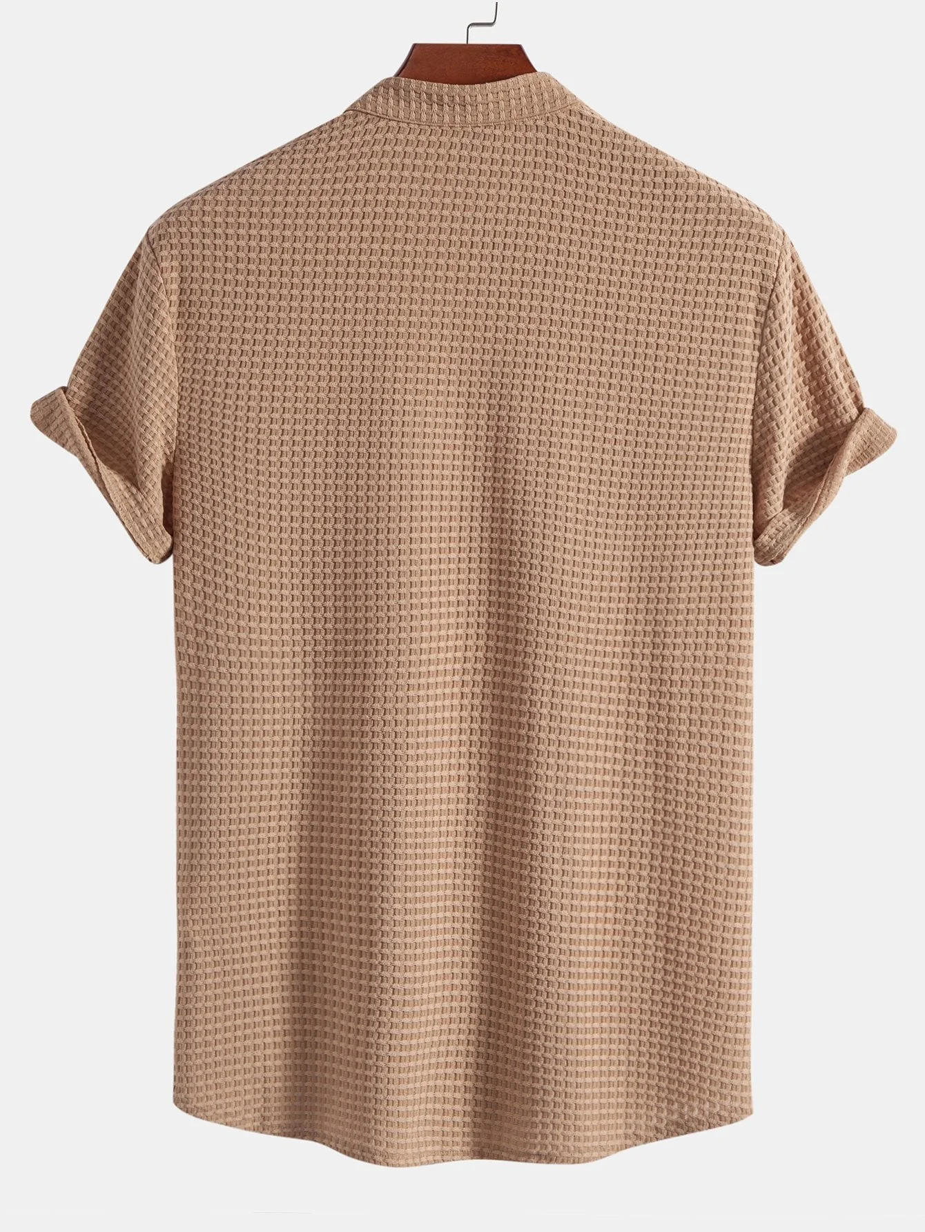 Mateo® | Muscle Fit Waffle Texture Stand Collar Shirt - Image 4