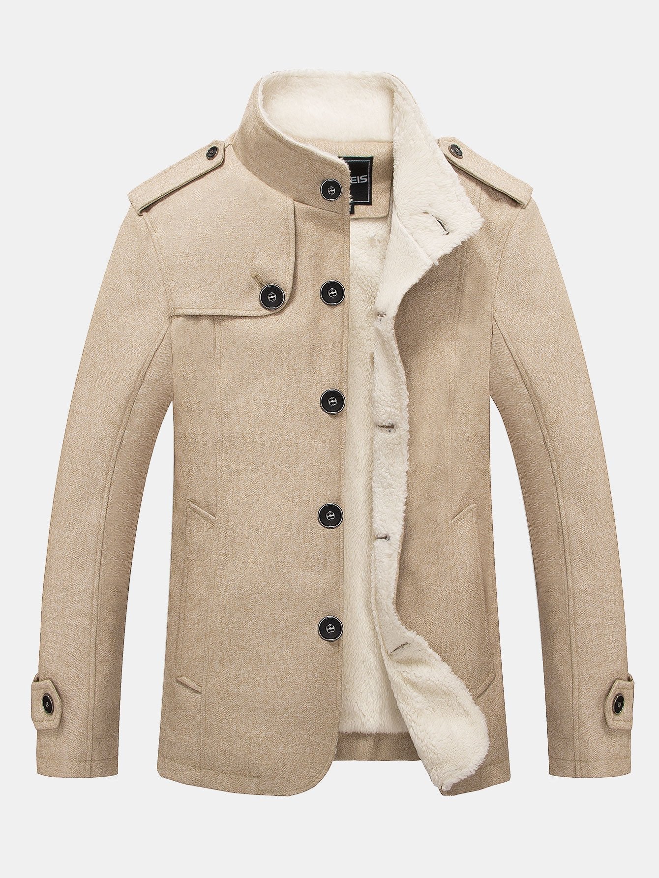 Mateo | Teddy Lined Funnel Neck Wool Look Coat - Image 4