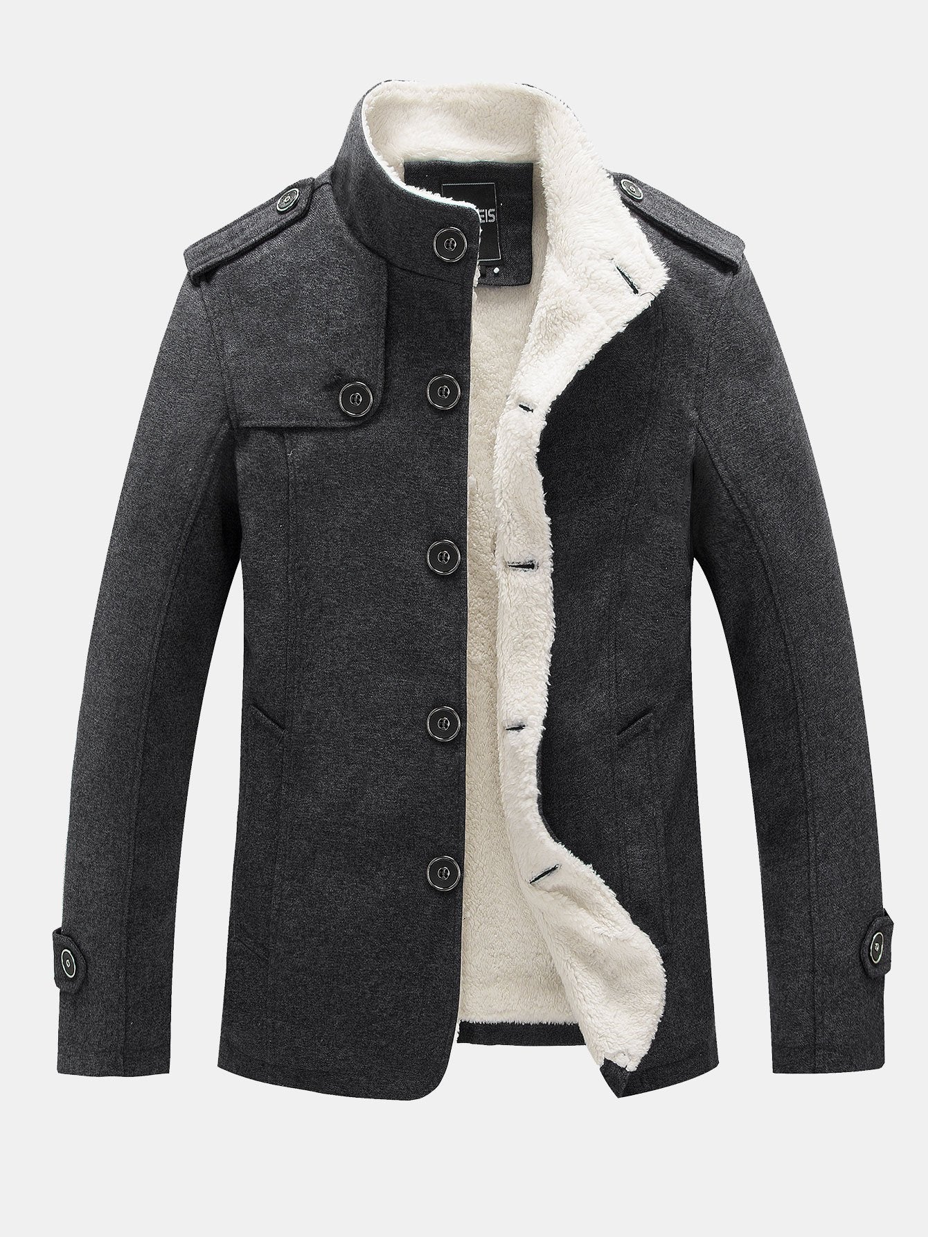 Mateo | Teddy Lined Funnel Neck Wool Look Coat - Image 5