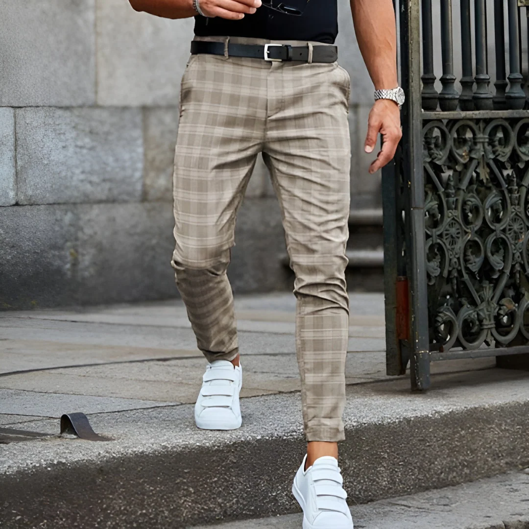 Matthew® | Elegant Men's Slim Fit Pants With Checkered Pattern - Image 3