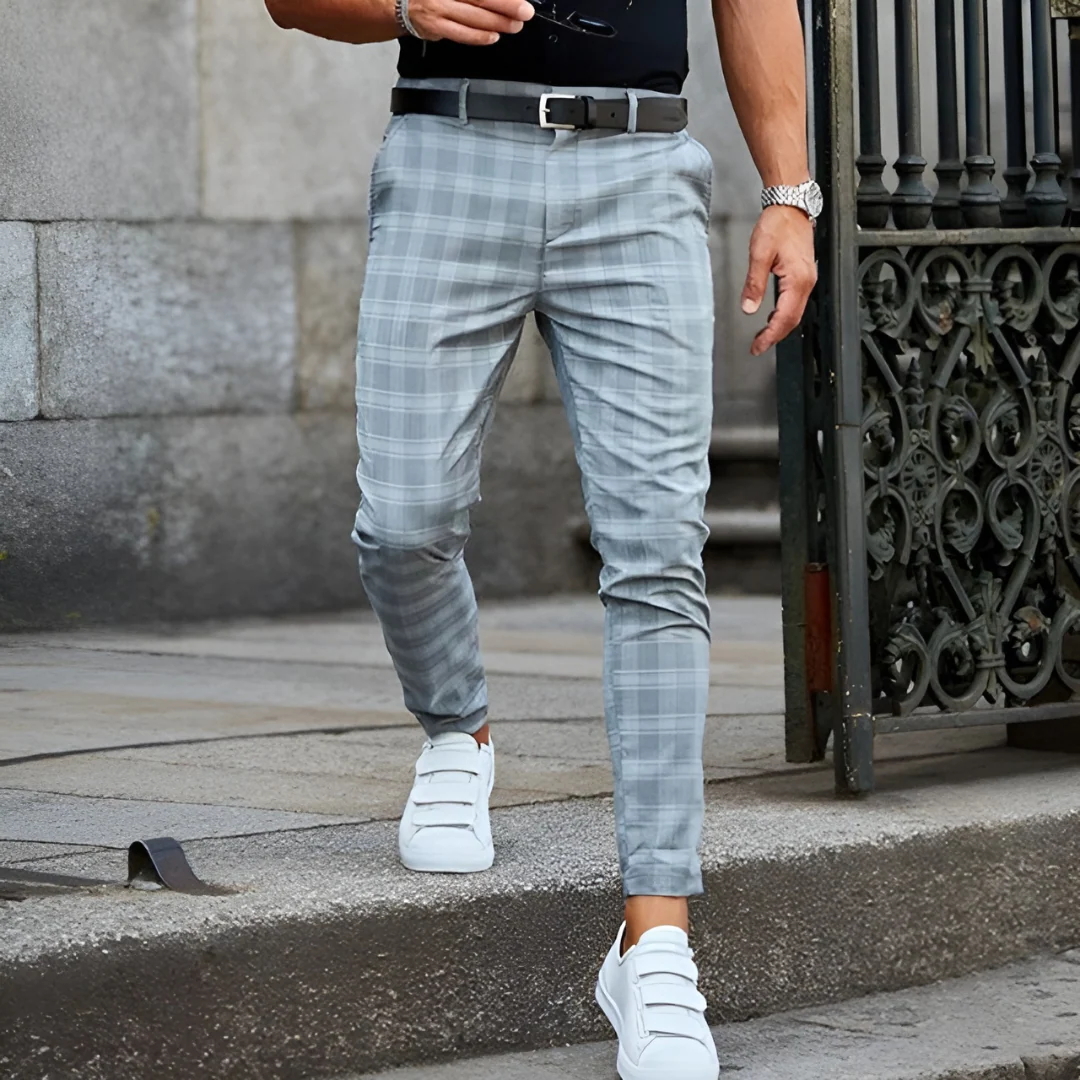 Matthew® | Elegant Men's Slim Fit Pants With Checkered Pattern - Image 4