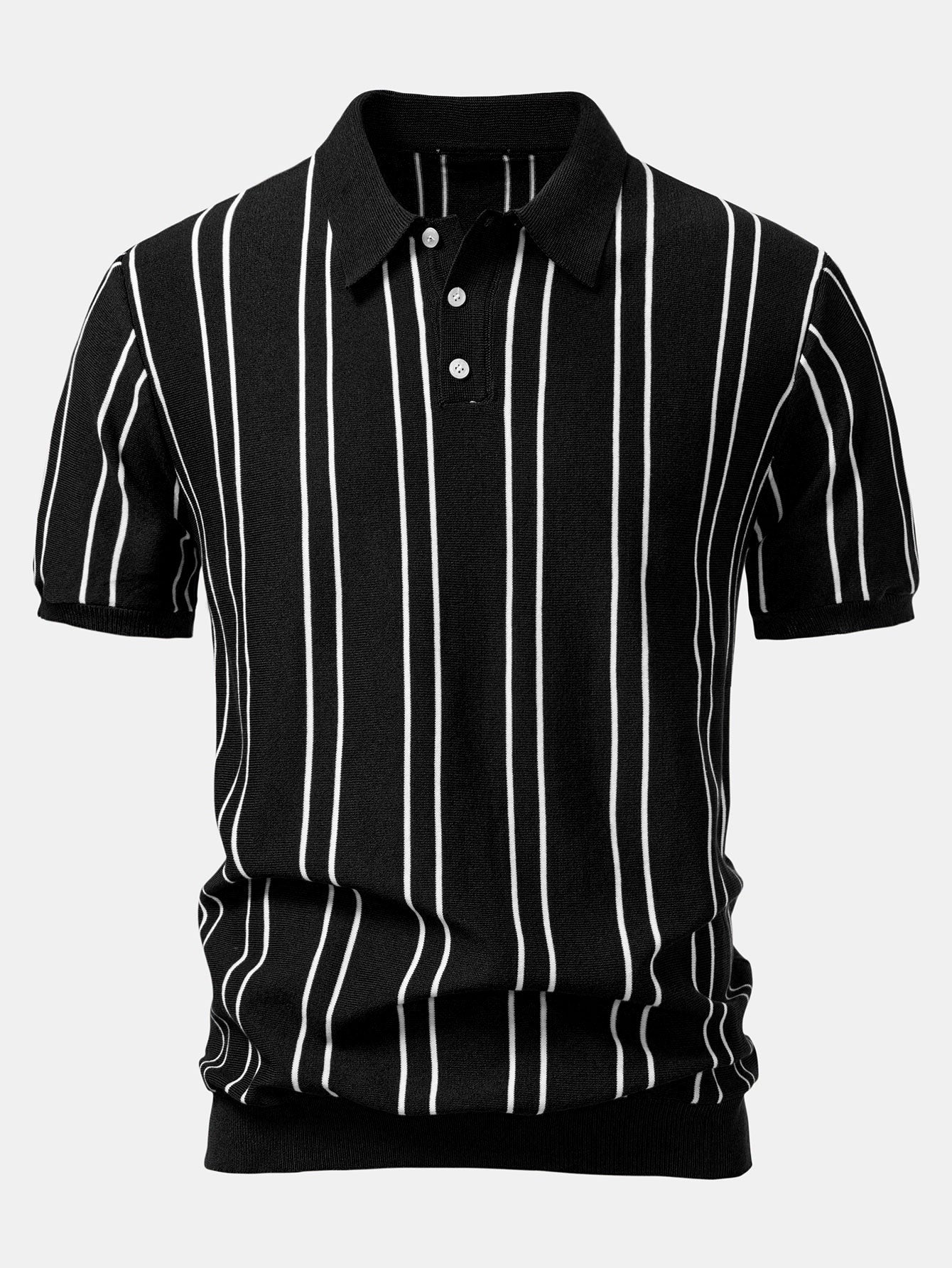 Matthew | Striped Knitted Polo Shirt - Image 10