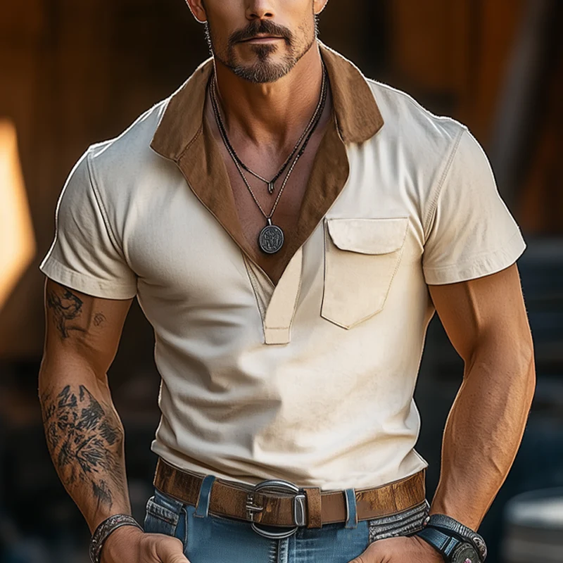 Maurice | Men'S Western Style Classic Colorblock V-Neck T-Shirt - Image 2