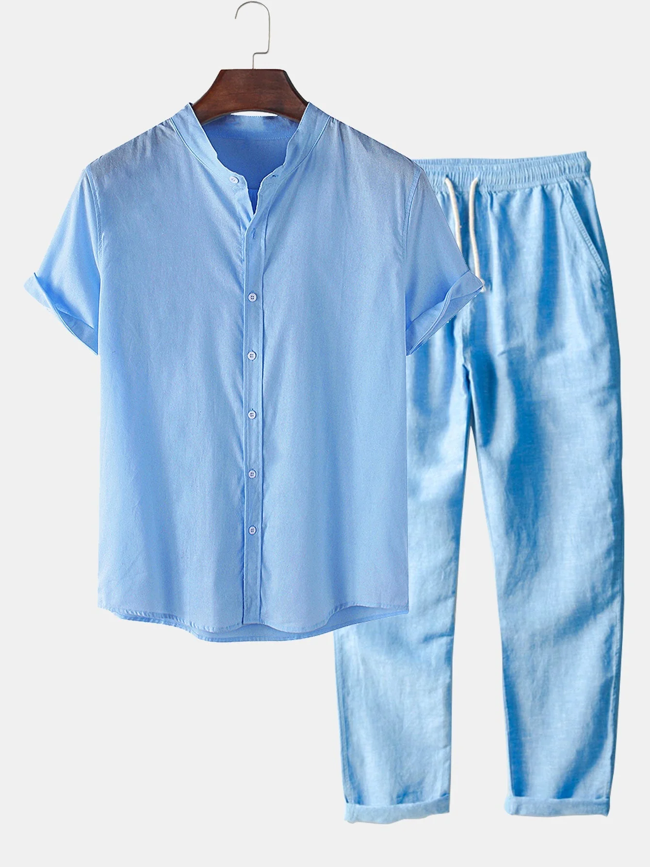Mauricio® | Linen Short Sleeve Basic T-Shirt & Linen Straight Trousers - Image 2
