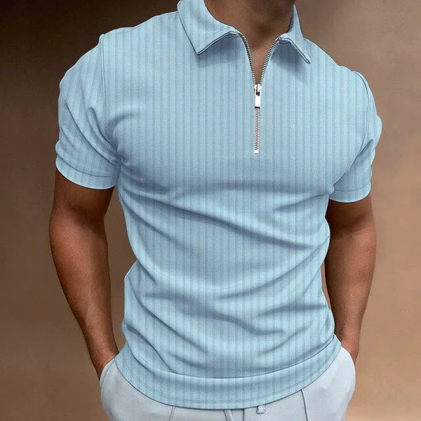 Maxim | Sporty men's polo shirt with stripes and zip - Image 2
