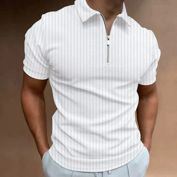 Maxim | Sporty men's polo shirt with stripes and zip - Image 6