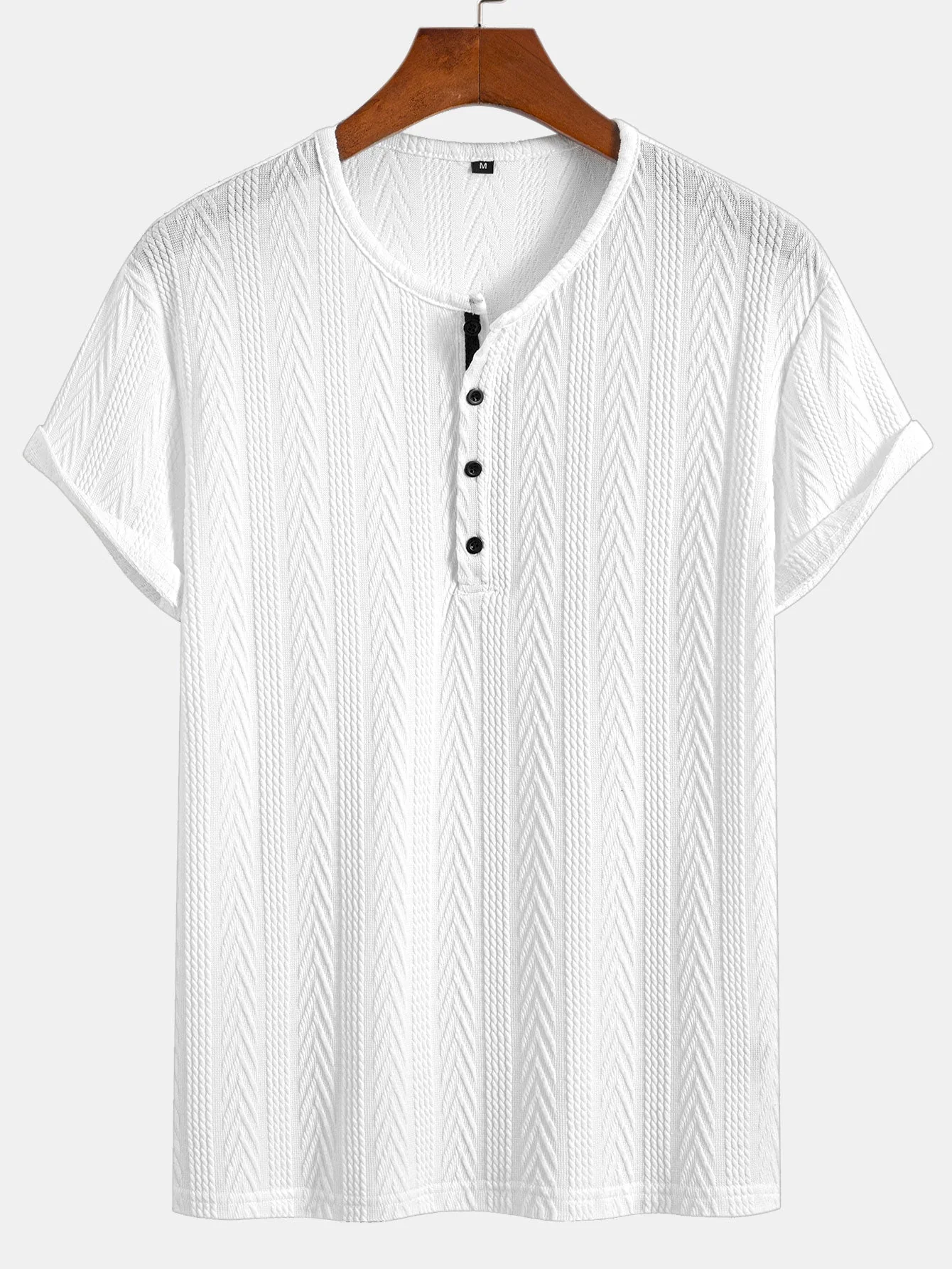 Maximiliano® | Short Sleeve Jacquard Half Open Collar T-Shirt - Image 4