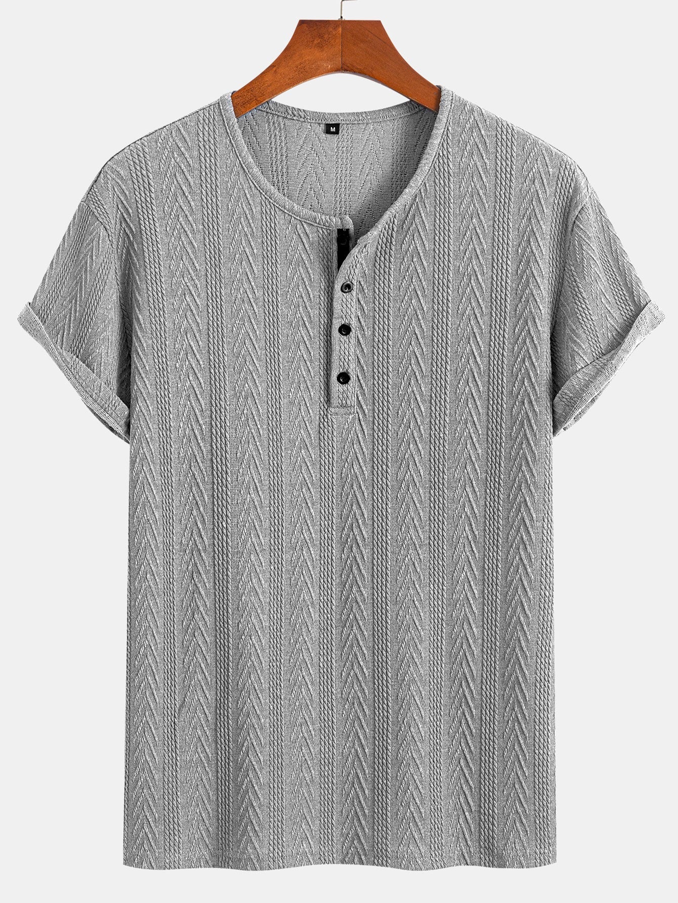 Maximiliano® | Short Sleeve Jacquard Half Open Collar T-Shirt - Image 8