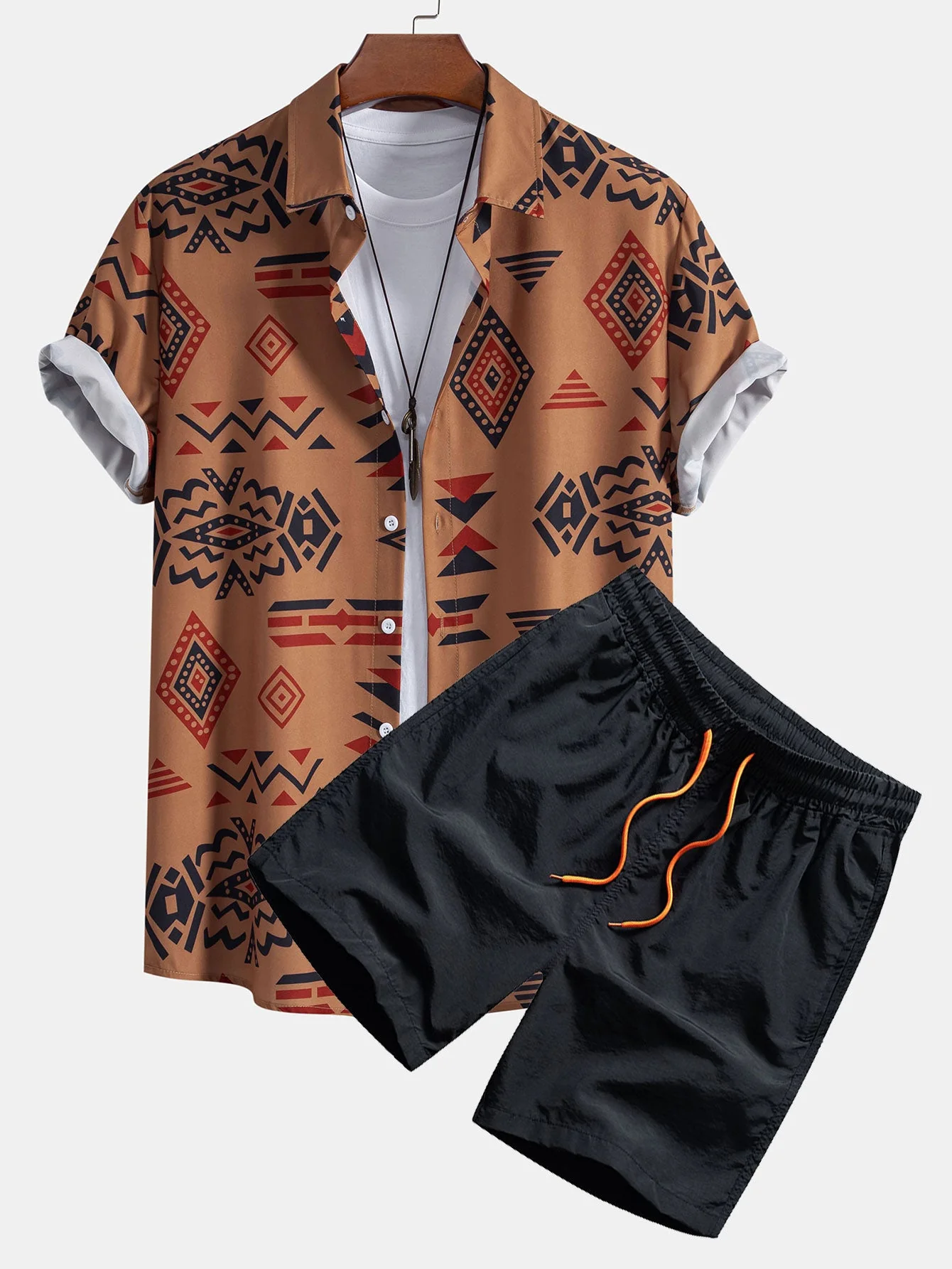 Máximo® | Aztec Geometric Print Shirt & Swim Shorts - Image 2