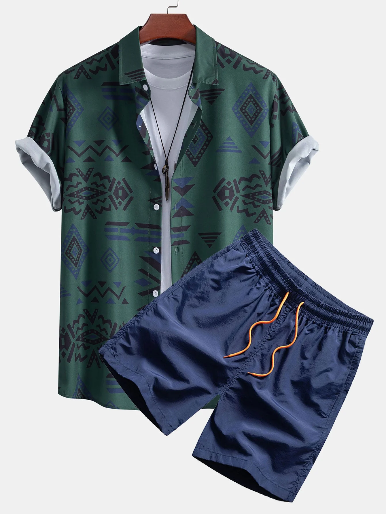 Máximo® | Aztec Geometric Print Shirt & Swim Shorts - Image 3