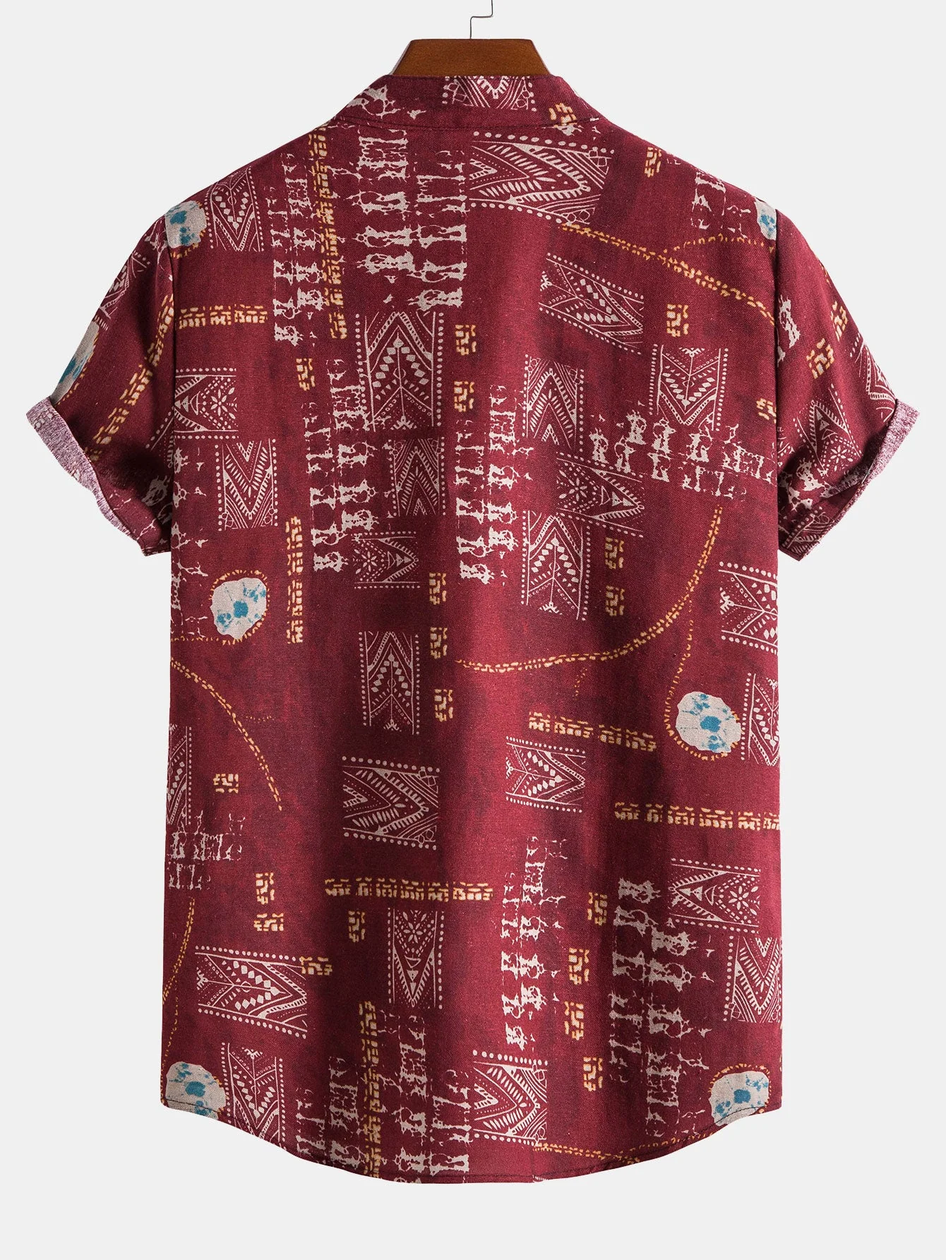 Maxwell® | Tribal Geometric Print Henry Collar Shirt - Image 2