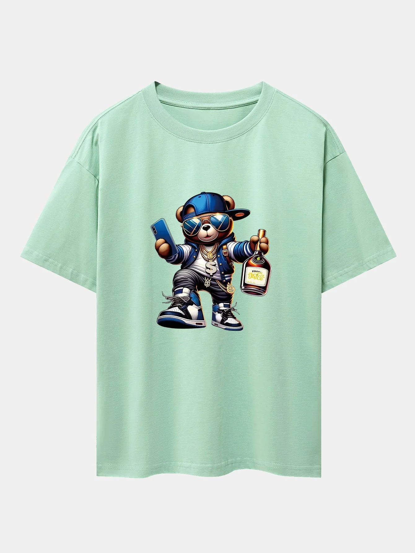 Melquíades® | Hip Hop Bear Print Drop Shoulder Oversize T-Shirt - Image 11