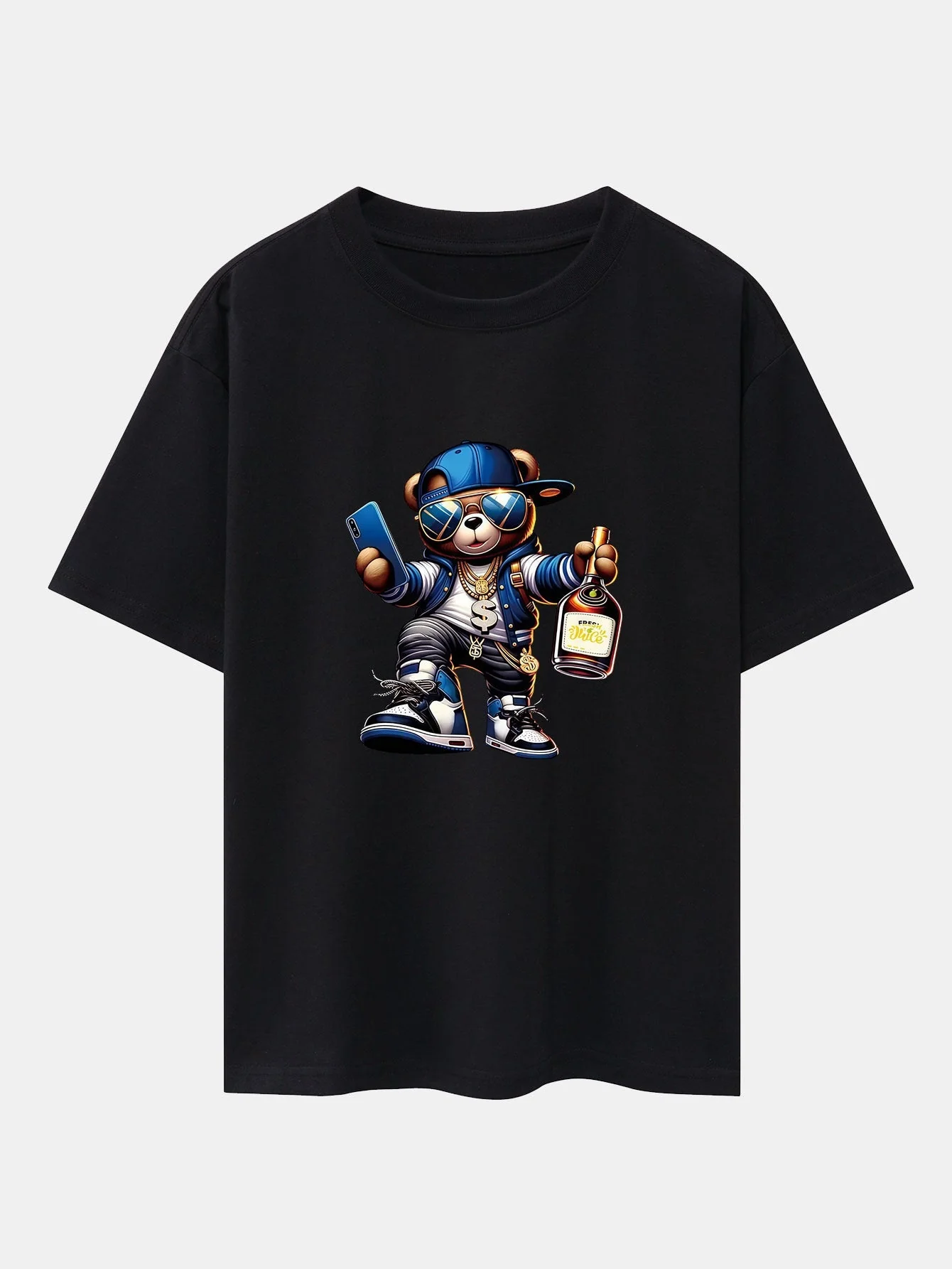 Melquíades® | Hip Hop Bear Print Drop Shoulder Oversize T-Shirt - Image 2