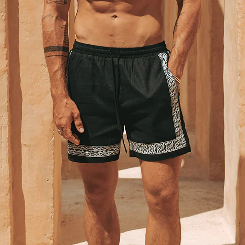 Melvin | Men'S Summer Casual Cotton And Linen Printed Elastic Waist Shorts - Image 2