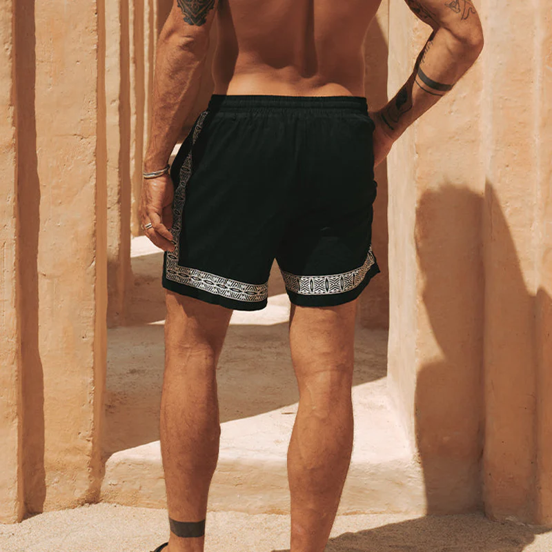 Melvin | Men'S Summer Casual Cotton And Linen Printed Elastic Waist Shorts - Image 4