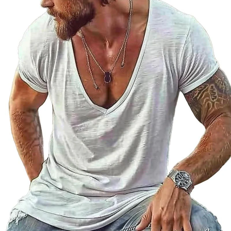 Men's Casal Cotn Blended V Neck Short Sleeve T-Shirt - Image 2
